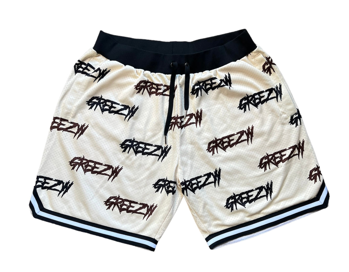 Cream "GREEZYY" all over shorts